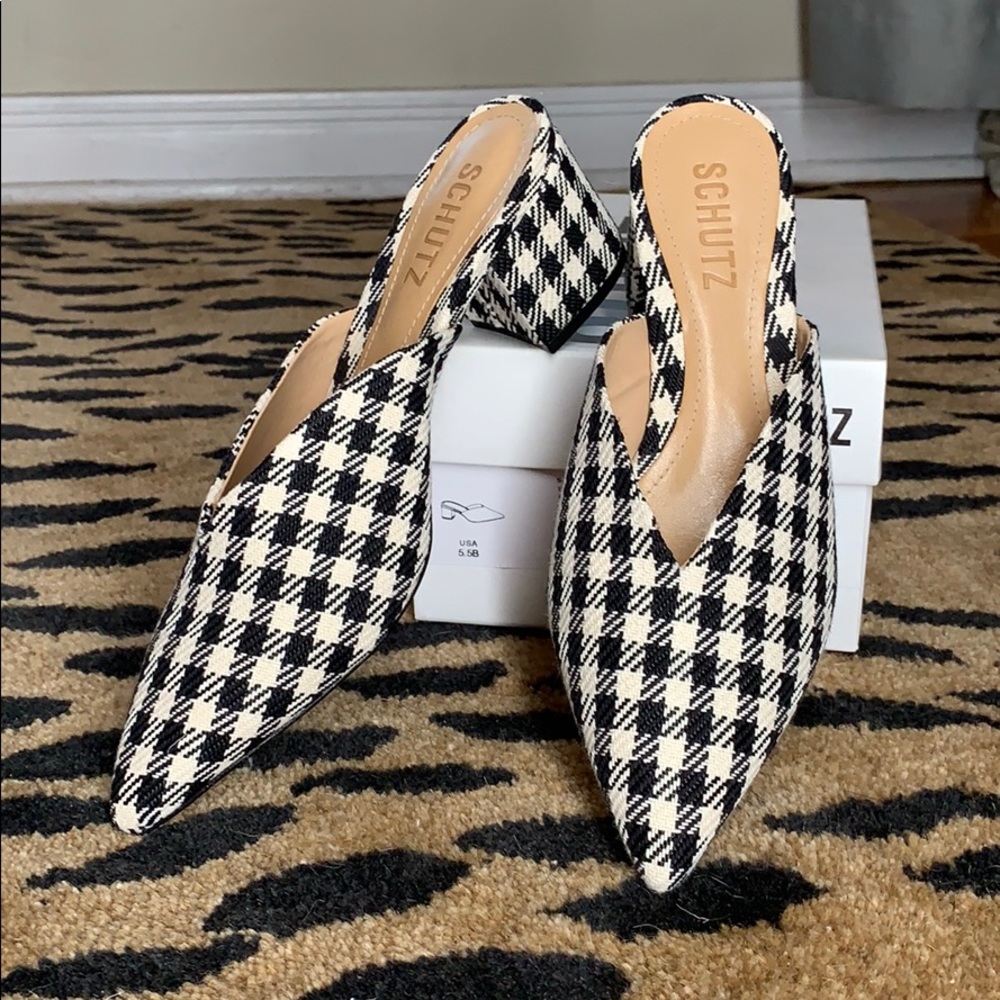 Schutz Dauani Mules - Houndstooth